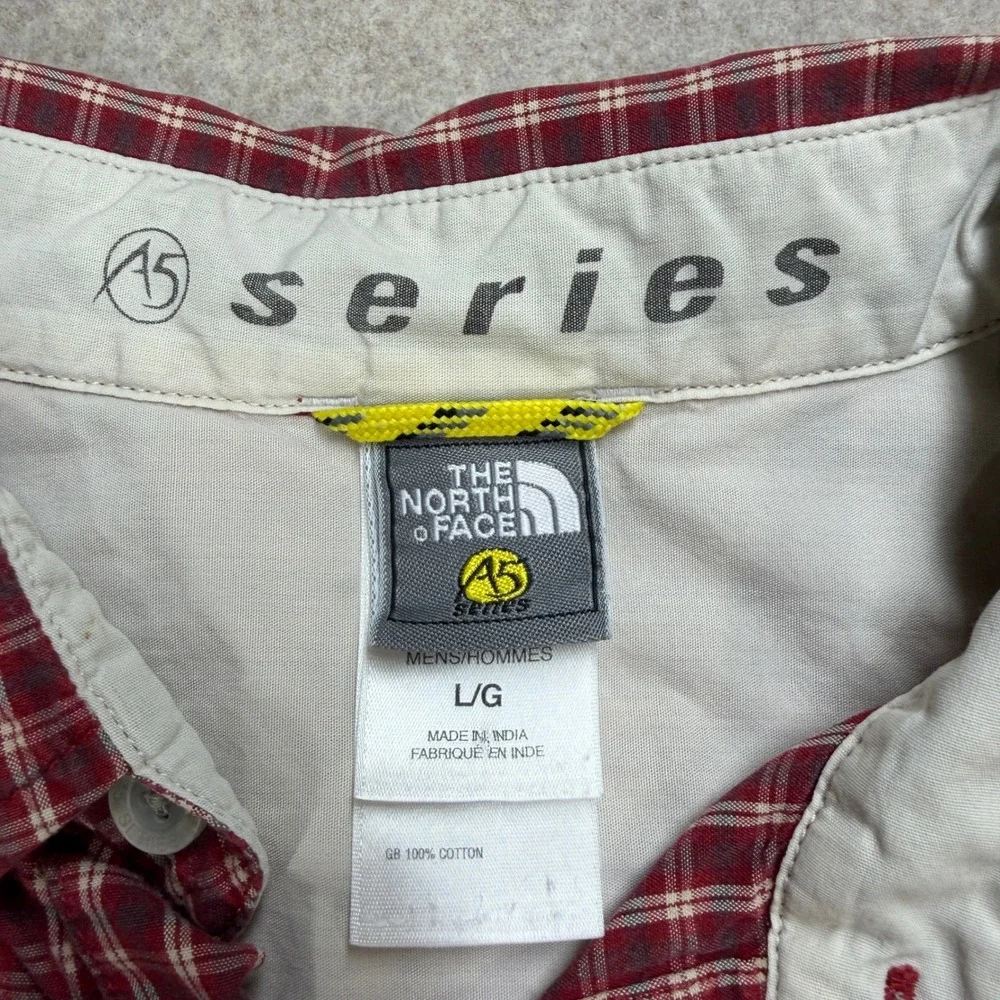The North Face A5 Series Shirt Mens L Red Plaid Gorpcore Hiking Workwear Utility